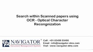 002 Navigator-DMS : OCR - Optical Character Recognize