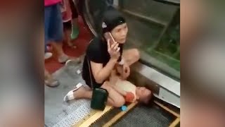 Baby girl’s arm stuck in an escalator