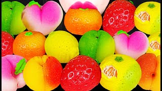 ASMR FRUIT MOCHI SWEET BEAN CAKES 과일 모찌 화과자 STRAWBERRY PEACH MUKBANG 먹방