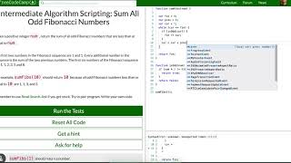 Let's Play Free Code Camp Intermediate Algorithm Scripting: Sum All Odd Fibonacci Numbers