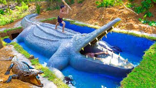 How To Build Underground Swimming Pool Water Slide Crocodile Around Secret Underground House