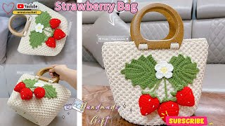 🔥 Crochet Strawberry Bag 🍓 Cute & Easy Handmade Gift Idea | Mimi Crochet