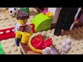 lego train crash into a town house villa