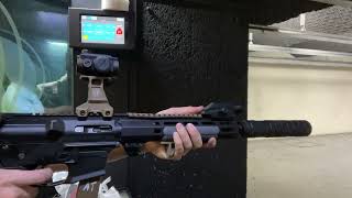 Wait for it (ar9 with JK Armament shooting 147 gr 9mm subsonic ammo from Callaway Ballistic)