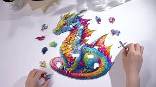 Basic edition horizontal dragon wooden jigsaw puzzle