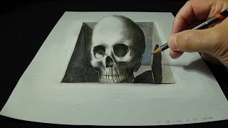 Drawing Skull from the Hole, Trick Art 3D