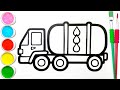 Easy Water Tanker Drawing and Coloring Tutorial for Children