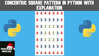 Concentric square pattern in Python with explanation || #ProgrammingKnowledge