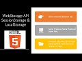 WebStorage APIs SessionStorage & LocalStorage | HTML5
