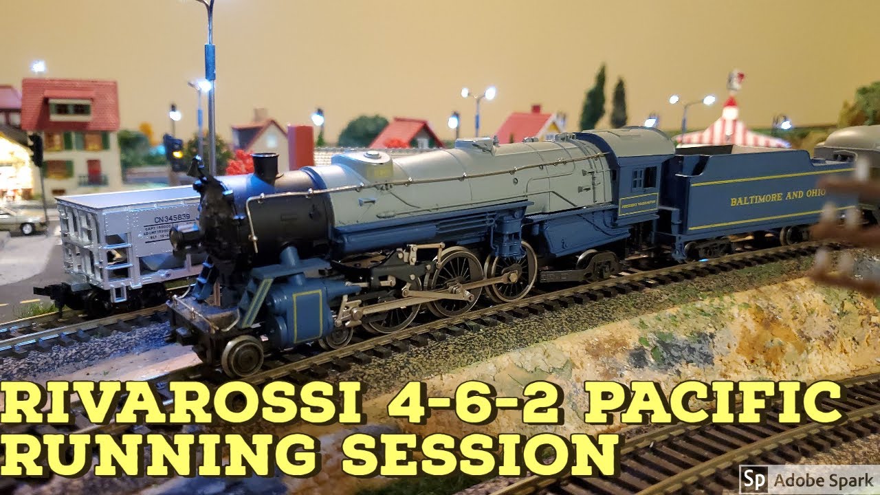 HO Model Train Running Session: Rivarossi 4-6-2 Pacific B&O Steam ...