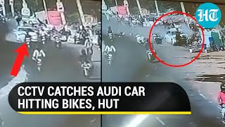 On camera: Audi car hits 3 two-wheelers, then rams into hut, killing 1 and injuring 10 in Jodhpur