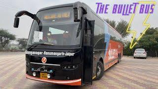 High Speed Bus Journey through Deserts | Bullet Bus VOLVO B9R Journey from Sri Ganganagar to Jaipur