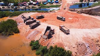 New Project Back Fill Pond By KOMATSU Dozer Use Power Pushing Soil - អាប៊ុលរុញដីលុបស្រះ