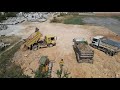 Special Activities Showing Talented Skill Driver Bulldozer Pushing Soil with  Truck Unloading Soil