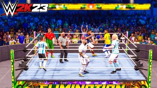WWE 2K22 - Ronaldo vs Messi vs Neymar vs Mbappe vs Haaland vs Benzema - Elimination Chamber Match
