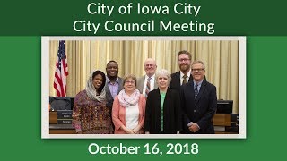 Iowa City City Council Meeting of October 16, 2018
