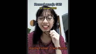 ibadah komsel remaja 12 Januari 2023. sharing Firman Tuhan : Grace Shema