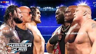 Roman Reigns The Rock \u0026 The Great Khali vs Brock Lesnar Bobby Lashley \u0026 Omos - WWE 29 Jan 2025