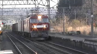 東北本線でなくなる野辺地駅を通過するＥＨ500貨物列車通過＠野辺地