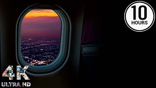 Night Airplane White Noise Ambience | Flight Attendant | Call Ding | Reading, Sleeping | 10 hours