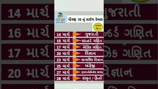 ધોરણ 10 bord exam ટાઈમ ટેબલ