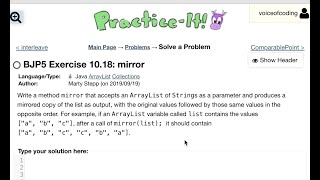Exercise 10.18 (mirror) Java Tutorial || Practice-It