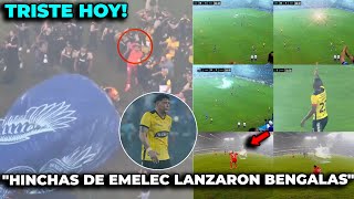 HINCHAS DE EMELEC LANZARON BENGALAS Y EL CLASICO DEL ASTILLERO SE SUSPENDIÓ