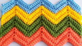 #كروشيه_غرزة_الزجزاج للمفارش وبطانيات البيبي والحقائب والسكارفاتcrochet Chevron/Zig Zag stitch