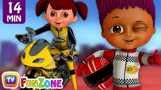 Learn Colours & Shapes in Bike Race & Surprise Eggs Bikes Toys - ChuChu TV Funzone 3D Motorsports