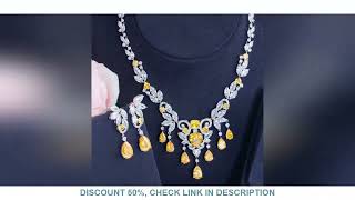 CWWZircons High Quality Yellow Cubic Zirconia African Luxury Dangle Tassel Drop Wedding Necklace Jew