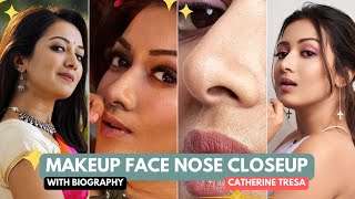 Indian Model and Actress Catherine Tresa Alexander Hot Face Nose Makeup Closeup Vertical