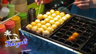 Japanese Takoyaki  章魚燒  たこ焼き The delicious food on night market of Taiwan.