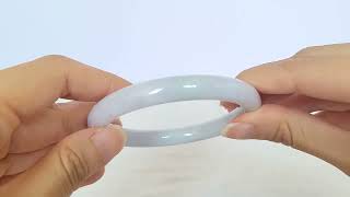 Jade RARE Grade A Exquisite White Light Green Lavender Rainbow Burma Jadeite Round Bangle - JA-38