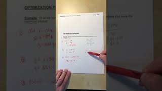 Calculus 30 Unit 6 Optimization Problems Example#1