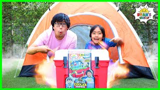 Ryan goes Camping with Daddy Pretend Play!