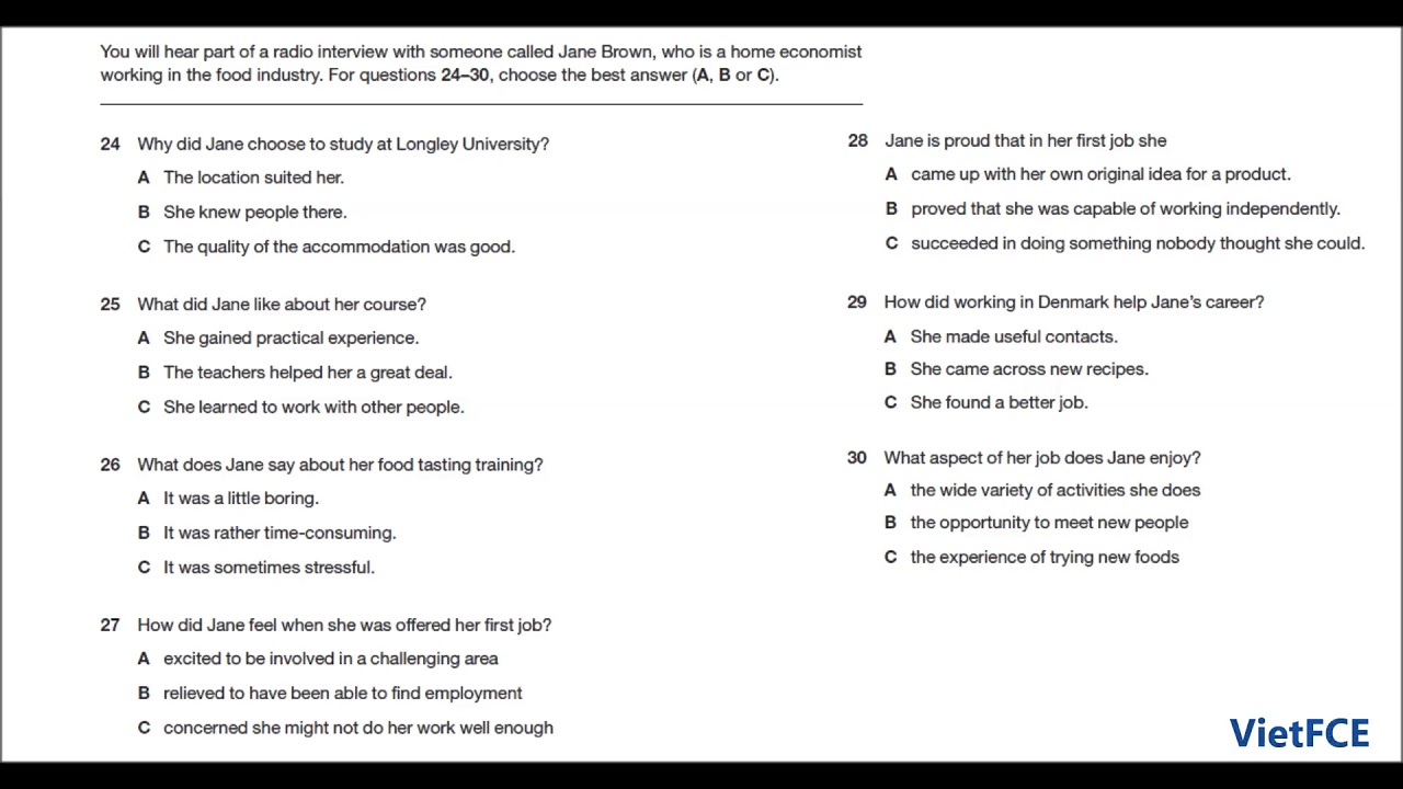 Listening Fce Test Part 4 With Answers 04 Youtube