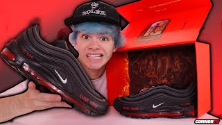 Lil Nas X Nike Satan Shoes In Hand REVIEW 🔴 Drop of Human Blood