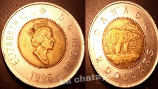 Moneda de $2 dólares de canada - Elizabet || -1996 | La chatayou