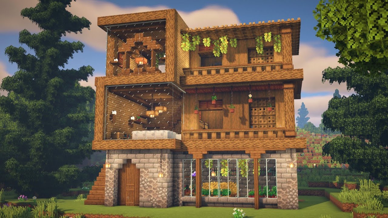 Minecraft Wooden Modern Survival House Tutorial Youtube