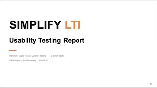 SIMPLIFY LTI - Usability Testing Report