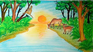 how to draw sundarban scenery/   সুন্দর বনের দৃশ্য আঙ্কন  / sundarboner drashaw aka.