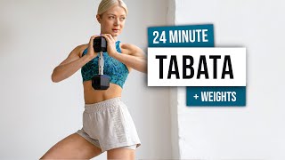 24 MIN FULL BODY KILLER TABATA Workout with weights - No Repeat, Home Workout with TABATA SONGS