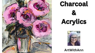 Acrylic and charcoal |paint and sip |  paint in Acrylic | techniques | How to use charcoal