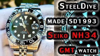 SteelDive finally uses Seiko NH34 GMT movement | New model release SD1993 GMT