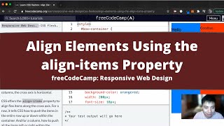 Align Elements Using the align items Property (CSS Flexbox) freeCodeCamp tutorial