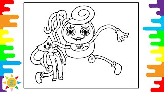 Mommy Long Legs Coloring Page | Mommy Holds Huggy Wuggy Coloring Page | Jim Yosef - Arrow