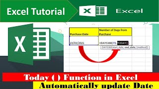 How to insert Today function in excel | Automatic date update with Today function