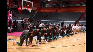 Heat And Celtics Players Kneel During National Anthem