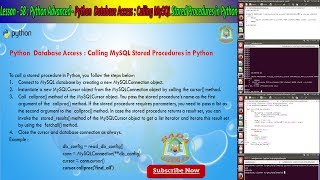 Lesson - 58 : Python Advanced - Python Database Access : Calling MySQL Stored Procedures in Python