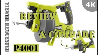 Ryobi 18-Volt ONE+ Drain Auger P4001 - REVIEW \u0026 COMPARE